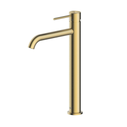 Swiss Aqua Technologies Aurum 30.8 cm high stainless steel single lever basin mixer, without pop-up waste, brushed gold (SATBAUR285BG)