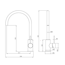  Aurum Kitchen mixer 36.3 cm with swivel arm, lever operated, stainless steel (SATBAUR280NRZ)