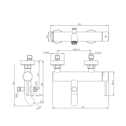 Aurum 150 mm lever bath/shower mixer, brushed gold (SATBAUR222BG)
