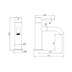 Swiss Aqua Technologies Aurum Basin mixer 16.5 cm, lever-operated, without pop-up waste, glossy chrome (SATBAUR271CR)