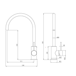 Swiss Aqua Technologies Aurum Sink mixer on 36.3 cm pedestal with swivel arm, brushed gold (SATBAUR280BG)