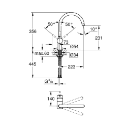 Grohe Minta Single-Lever Kitchen Mixer with Swivel Spout, Cool Sunrise Brushed (G32917GN0)