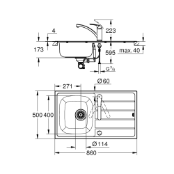 Grohe Eurosmart Built-In Sink & Kitchen Mixer Set, Stainless Steel (G31565SD1)