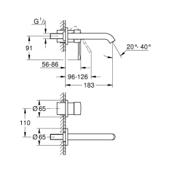  Essence 2-hole wall-mounted basin mixer, size M, Brushed Cool Sunrise (G29192GN1)