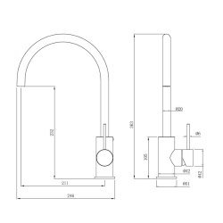  Aurum 36.3 cm Kitchen mixer with lever and swivel arm, Glossy Chrome (SATBAUR280CR)