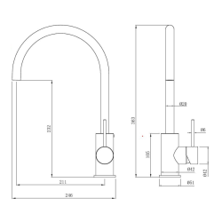  Aurum Sink mixer 36.3 cm with lever and swivel arm, Brushed Rose gold (SATBAUR280BRG)