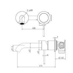  Aurum concealed lever Basin mixer with concealed body, Brushed Metal (SATBAUR101BGM)