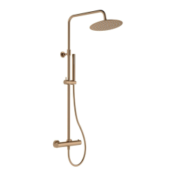 Swiss Aqua Technologies Aurum Shower column with Thermostatic mixer + 2-jet hand shower + overhead shower, Brushed Rose Gold (SATSSTKAURBRG)