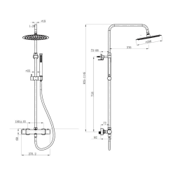  Aurum Shower column with Thermostatic mixer + 2-jet hand shower + overhead shower, Brushed Rose Gold (SATSSTKAURBRG)