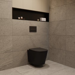 Ceramia Tornado Rimless 53.5 cm wall-hung toilet with SoftClose seat, Tornado Flush effect, matt black (CE142010RTORPBKM)