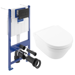 Villeroy & Boch floor-standing toilet pack + Villeroy Rimless toilet + SoftClose seat + Black plate (VCNARCHI3-4)