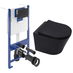 Villeroy & Boch floor-standing toilet pack + SAT Infinitio Rimless toilet + SoftClose seat + Black plate (VCNBLINFI4)