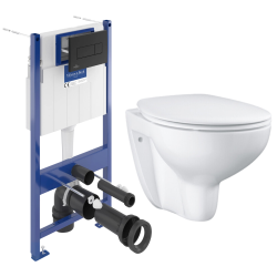 Villeroy & Boch floor-standing toilet pack + Grohe Bau Ceramic Rimless toilet + SoftClose seat + Black plate (VCNBAU4)