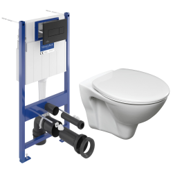Villeroy & Boch floor-standing toilet pack + Cersanit S-line Pro toilet + Thermoplastic seat + Black plate (VCNSLPRO4)