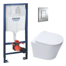 Grohe Rapid SL toilet support + SAT Rimless toilet + SoftClose seat + chrome plate (RSLCETOR1)