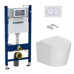 Geberit Duofix 112cm wall-mounted toilet + Ceramia Tornado Rimless wall-mounted toilet + SoftClose seat + white seat (CETORGEB3)