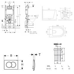 Geberit Duofix 112cm Toilet Frame + Ceramia Tornado Rimless bowl + SoftClose seat + white plate (CETORGEB3)