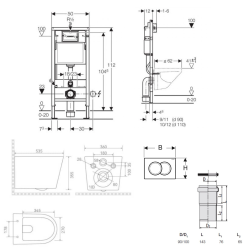 Geberit Duofix UP100 Toilet Frame + Ceramia Tornado Rimless bowl + SoftClose seat + white plate (CETORGEB1)