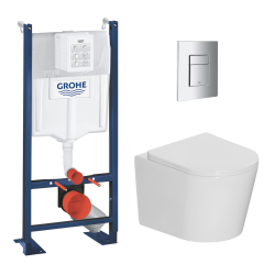 Grohe Rapid SL 1.13 M self-supporting support frame + Rimless wall-hung toilet + SoftClose seat + Chrome plate (PROCETOR1)