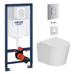 Grohe Rapid SL wall-mounted toilet + Rimless wall-mounted toilet + SoftClose seat + Soundproofing + Chrome plate (ARENACETOR)
