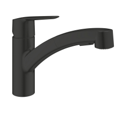  100x50 cm inset sink with reversible granite drainer + single-lever mixer tap with 2-jet hand shower, matt black
