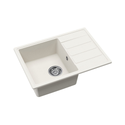 Swiss Aqua Technologies 62x44 cm inset sink with reversible granite drainer + mixer tap with swivel arm, 2 jets, white (SATSINKGE2W-SET2)