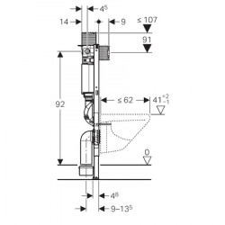 Geberit Duofix Wall-hung WC element, H: 98 cm, with Omega concealed cistern (111.030.00.1)