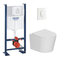 Grohe Rapid SL 1.13 M self-supporting toilet pack + Ceramia Rimless toilet + SoftClose seat + White plate (PROCETOR3)