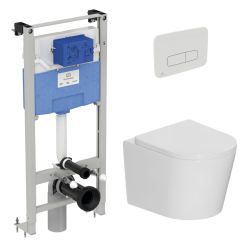 Ideal Standard Prosys self-supporting toilet Frame + Ceramia Rimless toilet + SoftClose seat + White plate (PROSYSCETOR2)
