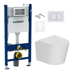 Geberit Duofix 112cm Frame+ Ceramia Rimless toilet + SoftClose seat + Insulation set + White plate (CETORGEB3SET)