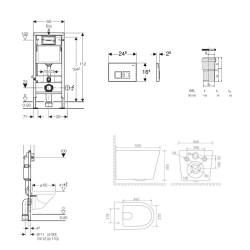  Duofix Toilet Frame + Ceramia Tornado Rimless bowl + SoftClose seat + white plate + Wall cladding (CETORGEB1SB)