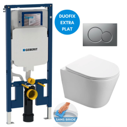Geberit Extra-flat support Frame + SAT Infinitio Rimless bowl invisible fixings + Matt chrome plate (SLIM-Infinitio-E)
