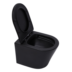 Geberit UP720 slim support frame + Matt Black SAT Infinitio rimless toilet + Softclose seat + Flush plate (SLIMBLINFIA)