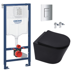 Grohe Toilet set Grohe frame + SAT Black Infinitio rimless + Soft close seat + Chrome plate (RSLBLINFI1)