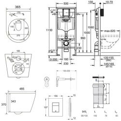 Grohe Toilet set Grohe frame + SAT Black Infinitio rimless + Soft close seat + Chrome plate (RSLBLINFI1)