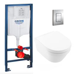 Grohe Toilet Set Rapid SL Support frame + V&B Architectura rimless bowl, invisible fixings + Seat+ chrome plate (RAPIDSL-ARCHI3-1)