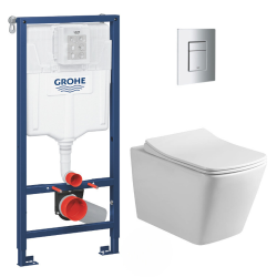 Grohe Toilet set Infinitio Design Support frame + Rimless WC + Softclose seat + Chrome plate (RapidSL-SquareInfinitio-1)