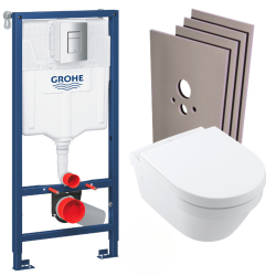 Grohe Toilet pack Grohe Rapid SL + Villeroy&Boch Architectura bowl with concealed fixings + chrome plate + Wall cladding set