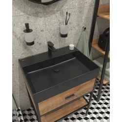 Swiss Aqua Technologies SAT Infinitio washbasin 60.5x46.5 cm matt black with tap hole in the centre (SATINF6046BKM)
