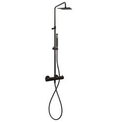 Swiss Aqua Technologies SAT B-Way Shower Column + Thermostatic Mixer + Stick Hand Shower + 1,5m Hose + Square Head Shower, Matt black (SATBWSST)