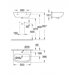  Grohe Bau Ceramic Hanging washbasin 55cm (39440000)