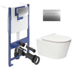Villeroy & Boch ViConnect Pro S Frame + Swiss Aqua Technologies Rimless toilet + Chrome plate (VCNBREVIS2CHDE)