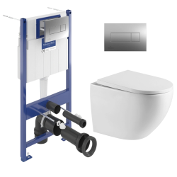 Villeroy & Boch ViConnect Pro S Pack Frame + Swiss Aqua Technologies Rimless toilet + Chrome plate (VCNFUSIONTQ2CHDE)