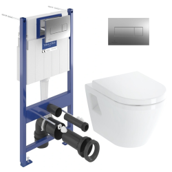Villeroy & Boch ViConnect Pro S Frame + Vitra wall-hung toilet + Duroplast seat + Chrome plate (VCNINTEGRAC2CHDE)
