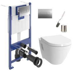 Villeroy & Boch ViConnect Pro S Frame + Vitra toilet + SoftClose seat + Chrome plate + Toilet Brush (VICONS50-2FL1-CHDE)