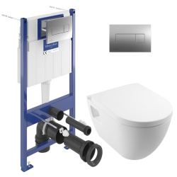 Villeroy & Boch ViConnect Pro S Frame + Swiss Aqua Technologies Rimless toilet + Chrome plate (VICONSM26-2-CHDE)