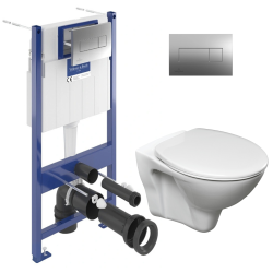 Villeroy & Boch Toilet set Viconnect Frame + Cersanit S-line Pro bowl + Seat + Chrome flush plate (VCNSLPRO1)