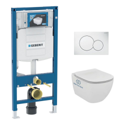 Geberit Duofix toilet set + Ideal Standard Tesi Aquablade bowl + Sigma01 white flush plate (GEBAQUA-B)