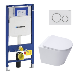Geberit toilet set duofix UP100 + Ideal Standard Tesi Aquablade toilet bowl + Delta50 white flush plate (SETUP100-AQUA5)