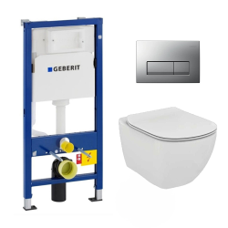 Geberit Toilet set Geberit duofix UP100 + Ideal Standard Tesi Aquablade toilet bowl + Delta50 matt chrome flush plate (SETUP100-AQUA9)